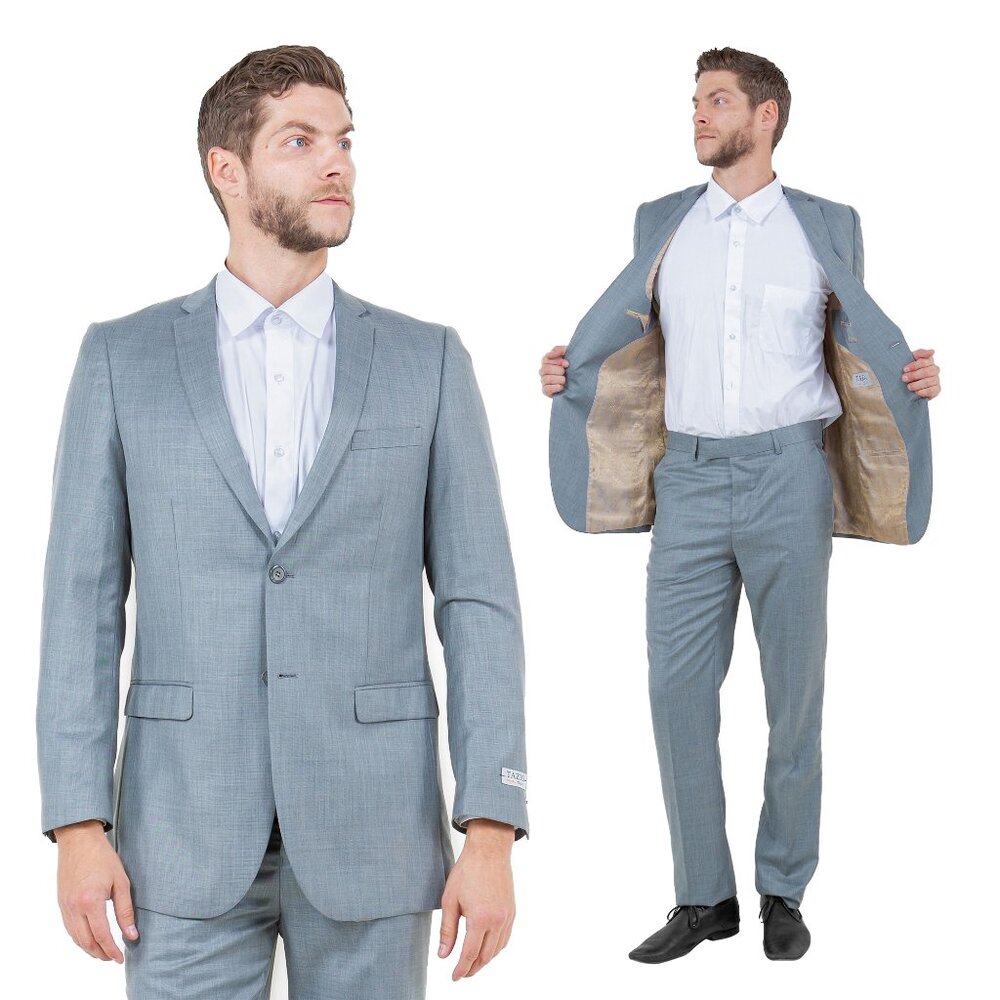 Sharkskin Slim Fit Mens 2-Piece Suit, Shark Grey